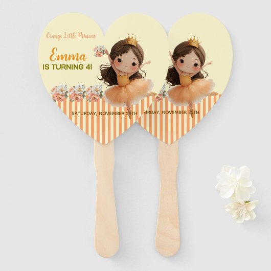 Orange Little Princess Ball Set of Fans Fächer (Vorne und Hinten)
