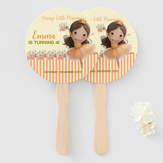 Orange Little Princess Ball Set of Fans Fächer (Vorne und Hinten)
