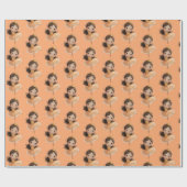 Orange Little Princess Ball Wrapping Paper Geschenkpapier (Flach)