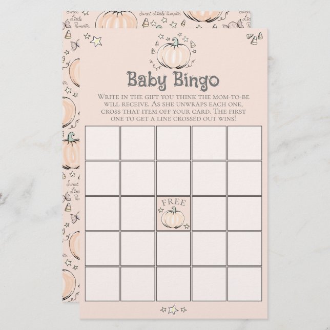 Orange Little Pumpkin Baby Bingo Baby Showspiel (Vorne/Hinten)
