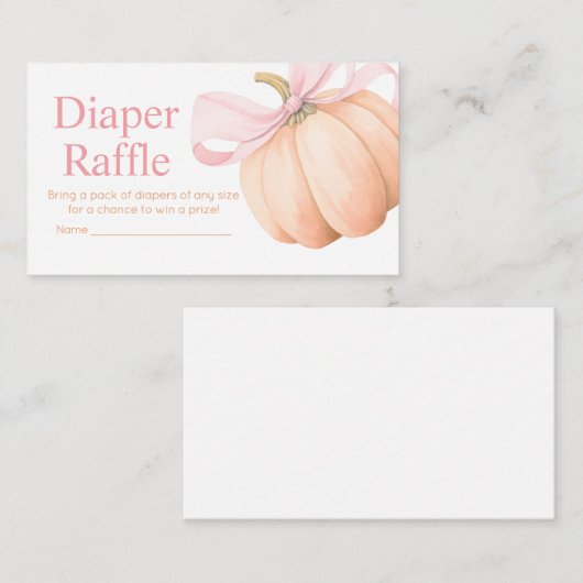 Orange Little Pumpkin Baby Shower Diaper Raffle Begleitkarte (Vorne/Hinten)