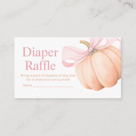 Orange Little Pumpkin Baby Shower Diaper Raffle Begleitkarte (Vorderseite)