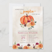 Orange Little Pumpkin Gender Neutral Baby Dusche Einladung (Vorderseite)