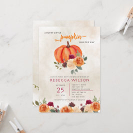 Orange Little Pumpkin Gender Neutral Baby Dusche Einladung