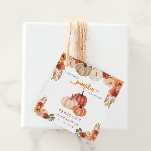 Orange Little Pumpkin Gender Neutral Baby Dusche Geschenkanhänger (Beispiel)