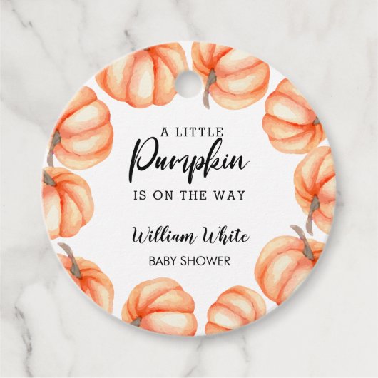 Orange Little Pumpkin Halloween Fall Baby Dusche Geschenkanhänger (Vorderseite)