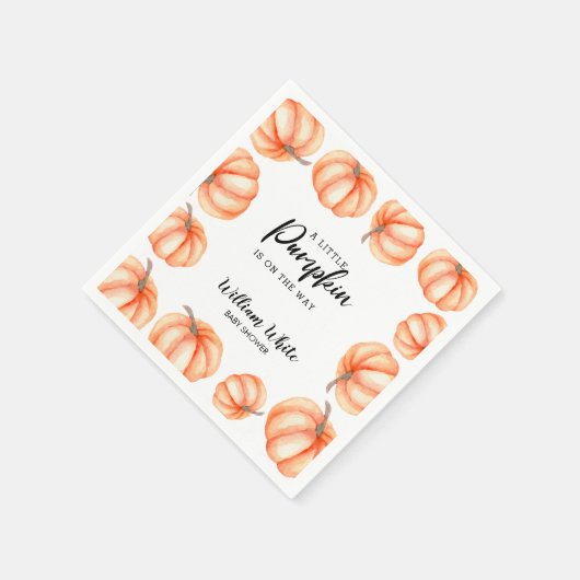 Orange Little Pumpkin Halloween Fall Baby Dusche Serviette (Ecke)