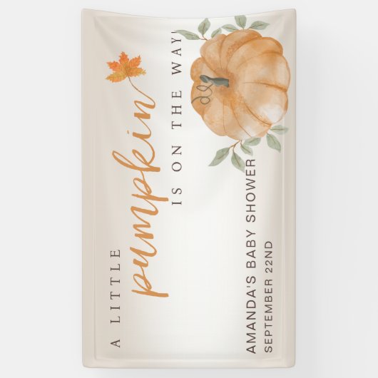 Orange Little Pumpkin Herbst Babydusche Banner (Vertikal)