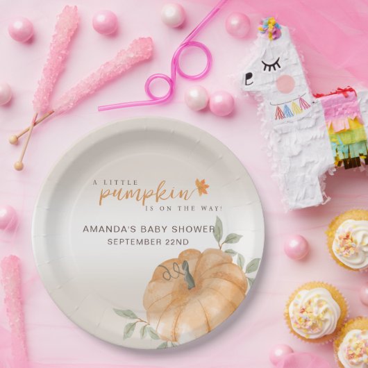 Orange Little Pumpkin Herbst Babydusche Pappteller (Party)