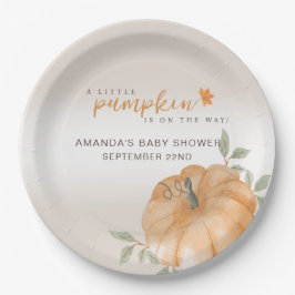 Orange Little Pumpkin Herbst Babydusche Pappteller