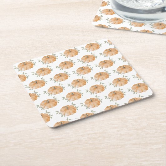 Orange Little Pumpkin Muster Herbstdusche Rechteckiger Pappuntersetzer (angewinkelt)