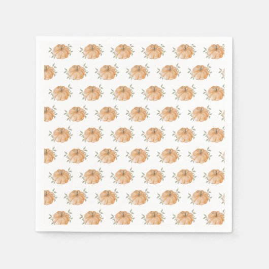 Orange Little Pumpkin Muster Herbstdusche Serviette (Vorderseite)