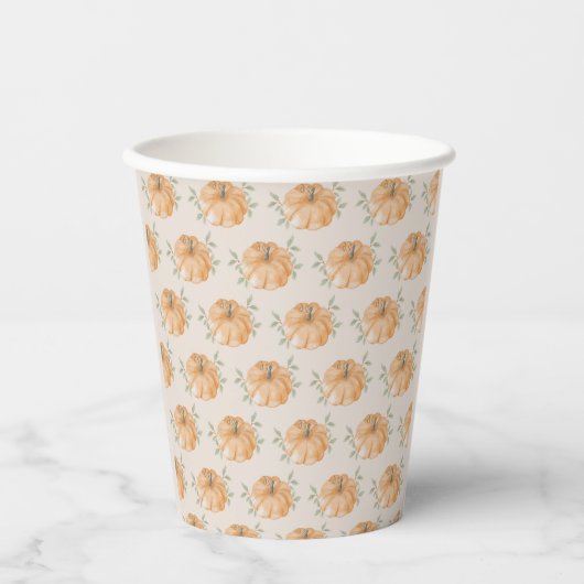 Orange Little Pumpkin Pattern Fall Baby Dusche Pappbecher (Vorderseite)