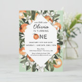 Orange Little Süsse 1. Geburtstag Party Einladung (Stehend Vorderseite)