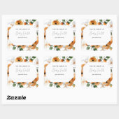 Orange Little Süsse Baby Dusche Buchzeichen Quadratischer Aufkleber (Blatt)