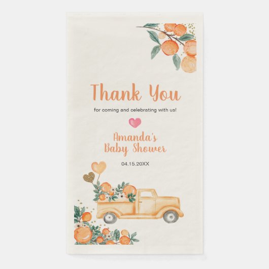 Orange Little Süsse Baby Dusche Gold Glitzer Serviette (Vorderseite)