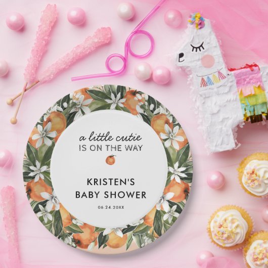 Orange Little Süsse Baby Duschpapier Teller (Party)