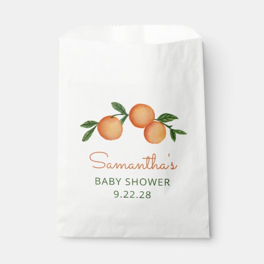 Orange Little Süsse Citrus Baby Dusche Geschenktütchen (Vorderseite)