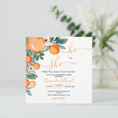 Orange Little Süsse Er oder sie Geschlecht zeigen Einladung (Stehend Vorderseite)