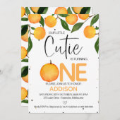 Orange Little Süsse Erster Geburtstag Einladung (Vorne/Hinten)