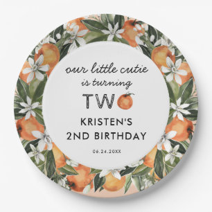 Orange Little Süsse ist der zweite Geburtstag Pappteller