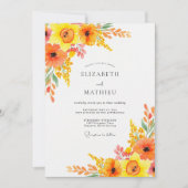 Orange Lively Botanical Spring Wedding Einladung (Vorderseite)