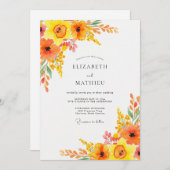 Orange Lively Botanical Spring Wedding Einladung (Vorne/Hinten)