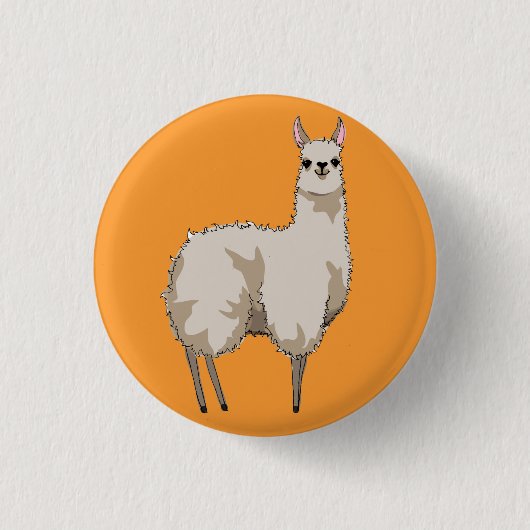 Orange Llama Abzeichen Button (Vorderseite)