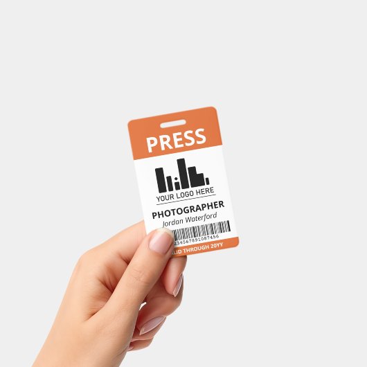 Orange Logo Bar Code Press ID Ausweis (Handheld)