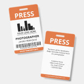 Orange Logo Bar Code Press ID Ausweis (Vorder- & Rückseite)