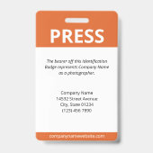 Orange Logo Bar Code Press ID Ausweis (Rückseite)