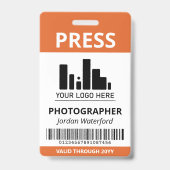 Orange Logo Bar Code Press ID Ausweis (Vorderseite)