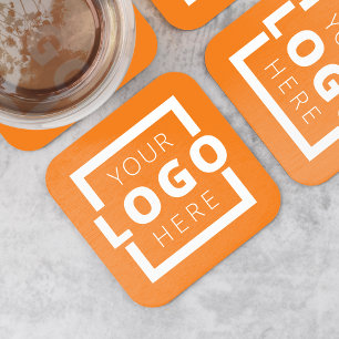 Orange-Logo für Werbeaktionen Rechteckiger Pappuntersetzer