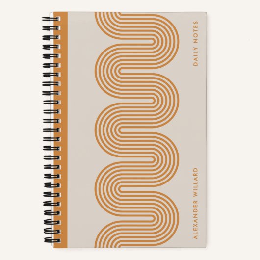 Orange Lombard Wavy Lines Modern Custom Notebook Notizblock (Vorderseite)
