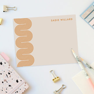 Orange Lombard Wavy Lines Modern Stationery Card Mitteilungskarte