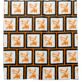 Orange Longhorn Steer mit Cowboy Hat Black Trim Duschvorhang (Vorderseite)
