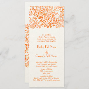 Orange Love Bird Lace Pattern Hochzeit Einladung