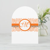 Orange Love Birds Hochzeit Einladung dünne Band (Stehend Vorderseite)