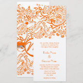 Orange Love Birds Hochzeitseinladung Einladung (Vorne/Hinten)