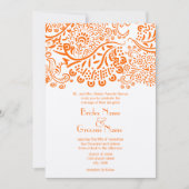 Orange Love Birds Hochzeitseinladung Einladung (Vorderseite)