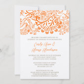 Orange Love Birds Hochzeitseinladung Einladung (Vorderseite)