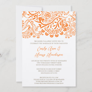 Orange Love Birds Hochzeitseinladung Einladung