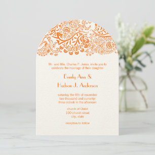 Orange Love Birds Hochzeitseinladung Einladung