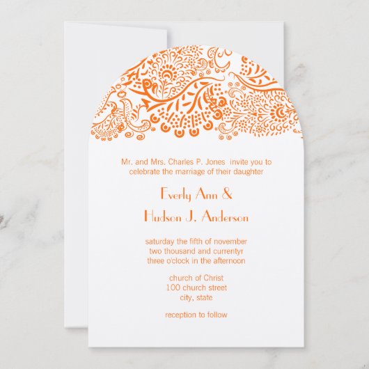 Orange Love Birds Hochzeitseinladung Einladung (Vorderseite)
