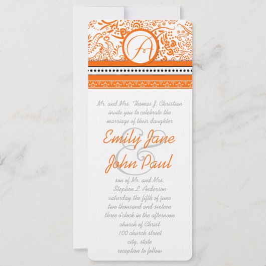 Orange Love Birds Hochzeitseinladung Einladung (Rückseite)