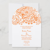 Orange Love Birds Hochzeitseinladung Einladung (Vorderseite)