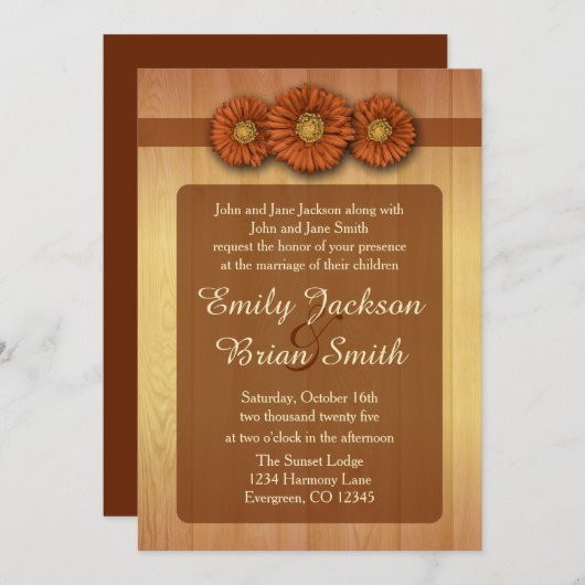 Orange Löwe Blume Land Hochzeitseinladung Einladung (Vorne/Hinten)