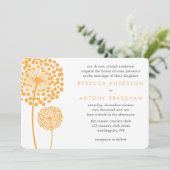 Orange Löwenzahn wünscht Hochzeit Einladung (Stehend Vorderseite)
