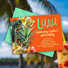 Orange Luau Birthday Custom Party Einladungen