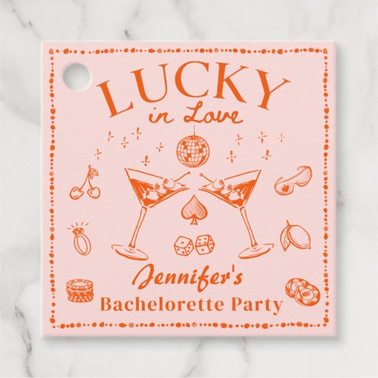 Orange Lucky In Liebe Junggeselinnen-Abschied Gefa Geschenkanhänger (Vorderseite)